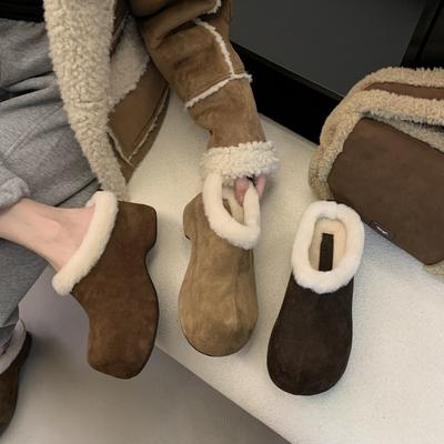 2025 New Muffin Thick-soled Half-slippers and Retro Autumn and Winter Outer Wear Mao Mao Shoes