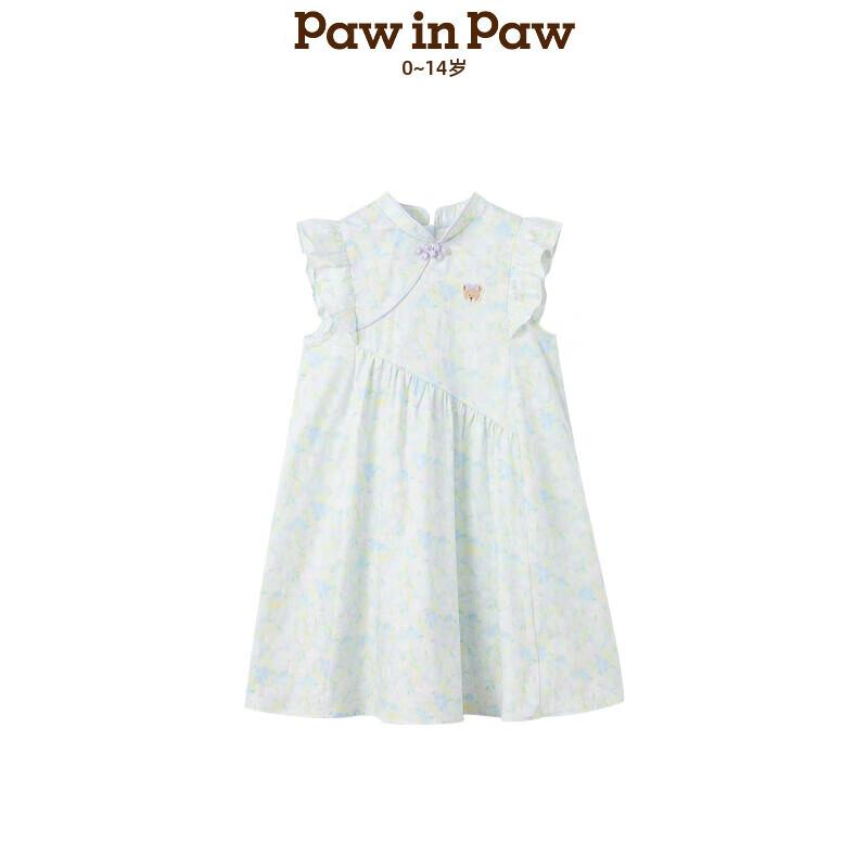 PawinPaw Cartoon Bear 2025 Summer Girls  Floral Princess Dress M