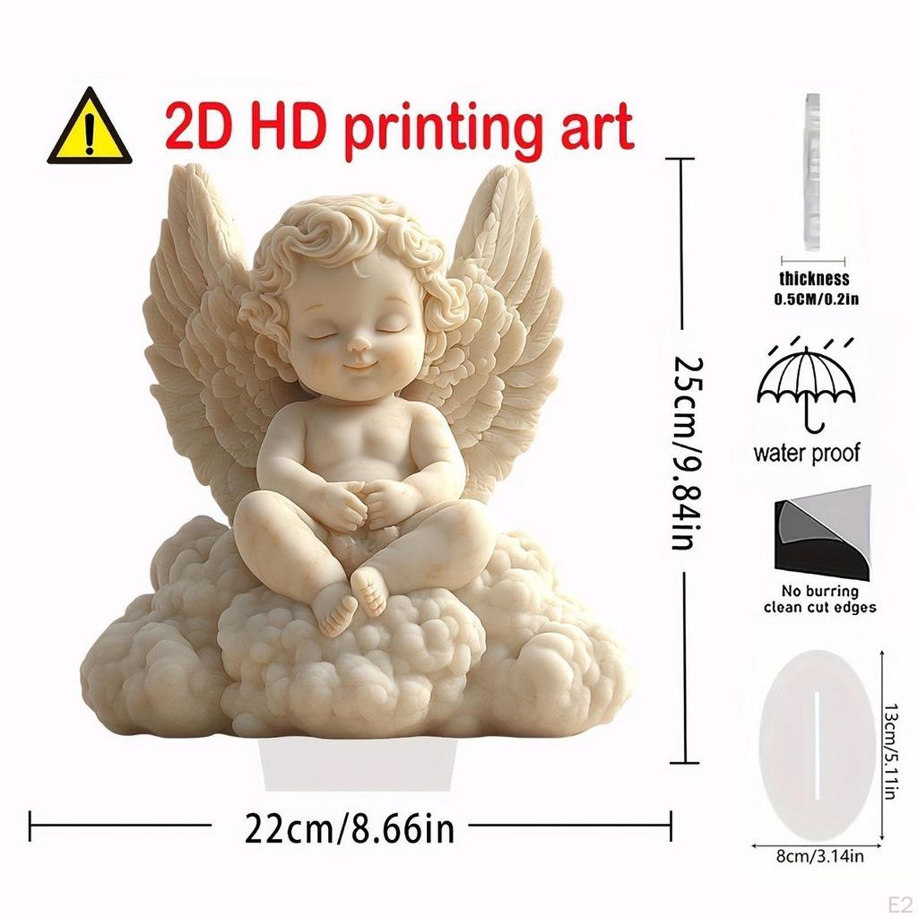 2D Flat Acrylic Praying Angel, Home Decor Angel Waterproof Cherub Ornament for Deck Patio