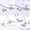 Original Copper Charms Pink Beads Smart Watch Bike Car Travel Dangle Fit Bangle Bracelet Diy Jewelry For Woman Fine Gift