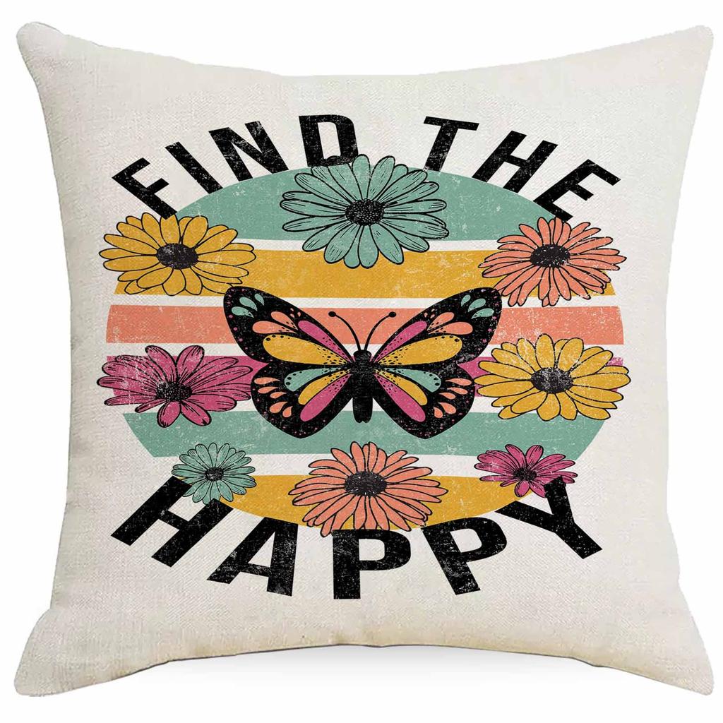 Western Summer Butterfly Bee Flower Pillowcase Home Sofa Cushion Pillowcase Decoration