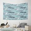 Cute Cartoon Sharks Pattern Design Pattern Wall Hanging Tapestry Decorative Tapestry Home Decor for Bedroom and Living Room