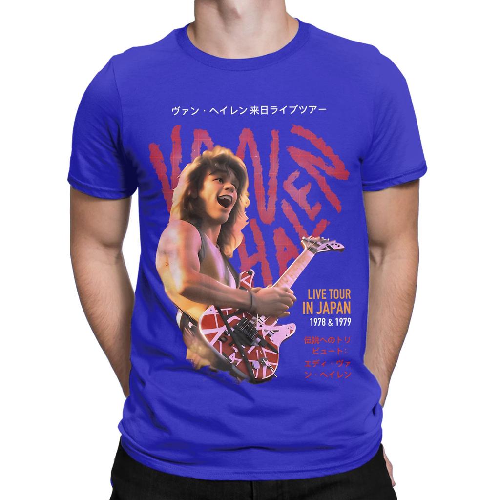 Eddie Van Halen Live Tour In Japan Striped Funny 100 Cotton Tshirt Van Halen Tops Tees For Unisex