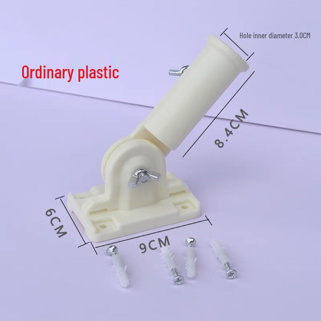 Adjustable 90° Aluminum Flagpole Base with Plastic Holder for Wall Mount