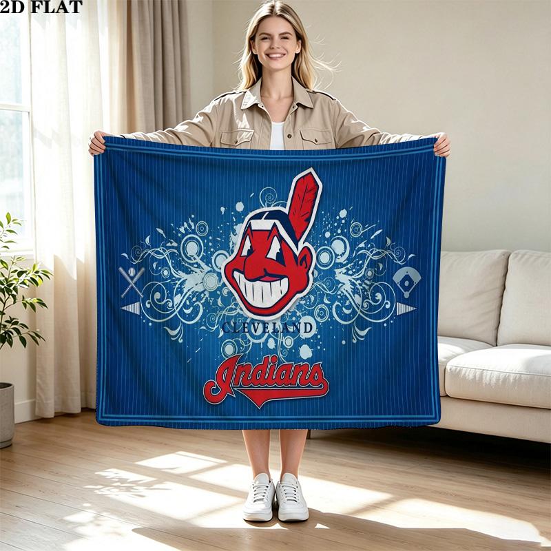 Cleveland Indians Print Flannel Blanket High Quality Warm Comfortable Cover for All Seasons Perfect for Gifts Home Decor