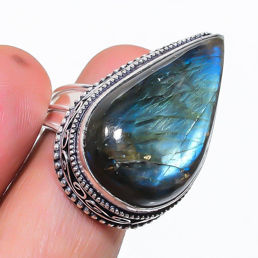 Labradorite Gemstone 925 Sterling Silver Jewelry Ring Size 7