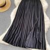 2025 Korean Style High Waist Pleated Velvet Skirt Versatile Hip Covering Thin Medium And Long A-Line Skirt