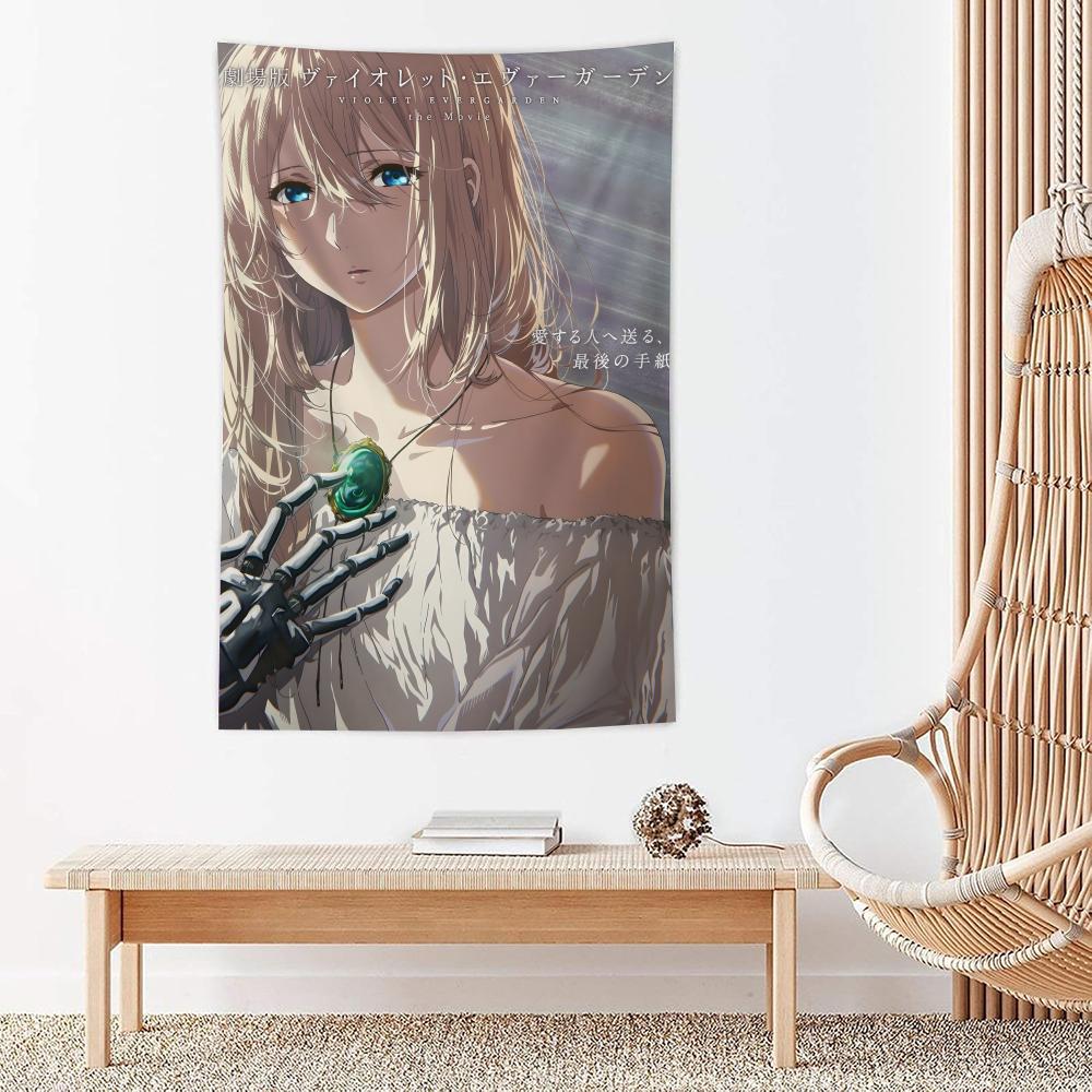 Anime VViolet Evergarden Tapestry Microfiber Wall Hanging For Bedroom Living Room Decor Outdoor Festival Garden Bar Background