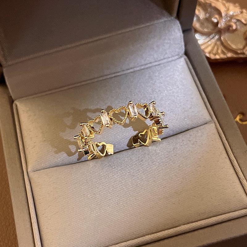 Inel Geometric cu Zircon Placat cu Aur - Modă High-End în Stil Coreean pentru Degetul Arătător