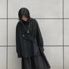 Camicetta da donna asimmetrica stile giapponese Top streetwear punk cool camicia nera oversize manica lunga abbottonatura abiti alternativi