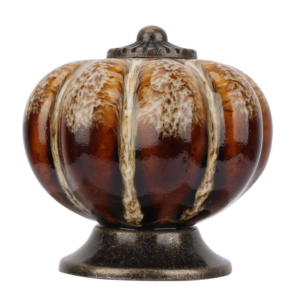 European Ceramic Pumpkin Door Knobs Cabinet Handles Single Hole Cupboard Drawer Pulls (White)