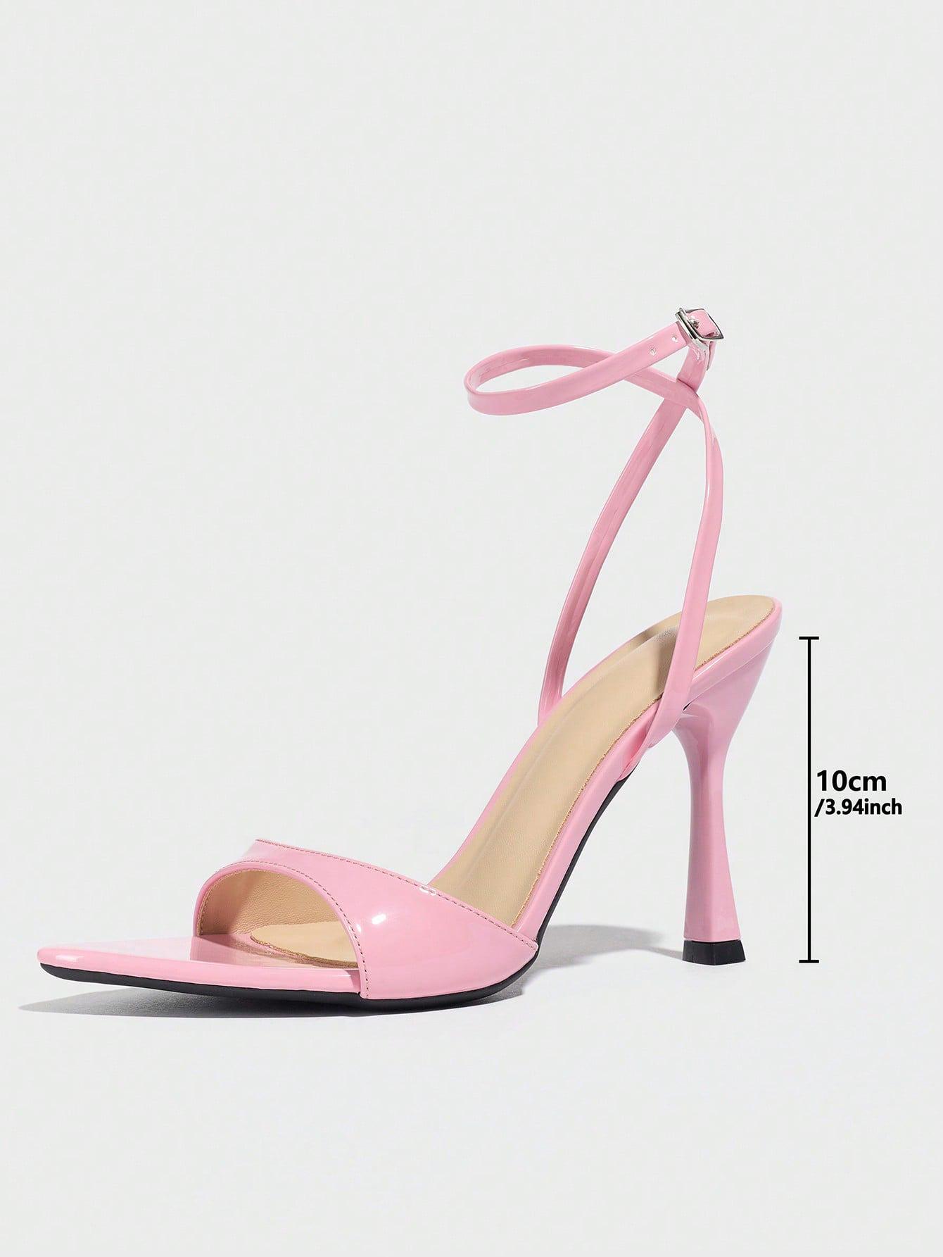 

Коричневые лакированные сандалии с ремешком на щиколотке Женские с острым открытым носком 10 см Гладиаторские туфли на высоком каблуке Летние банкетные туфли для вечеринки и выпускного 42 розовый