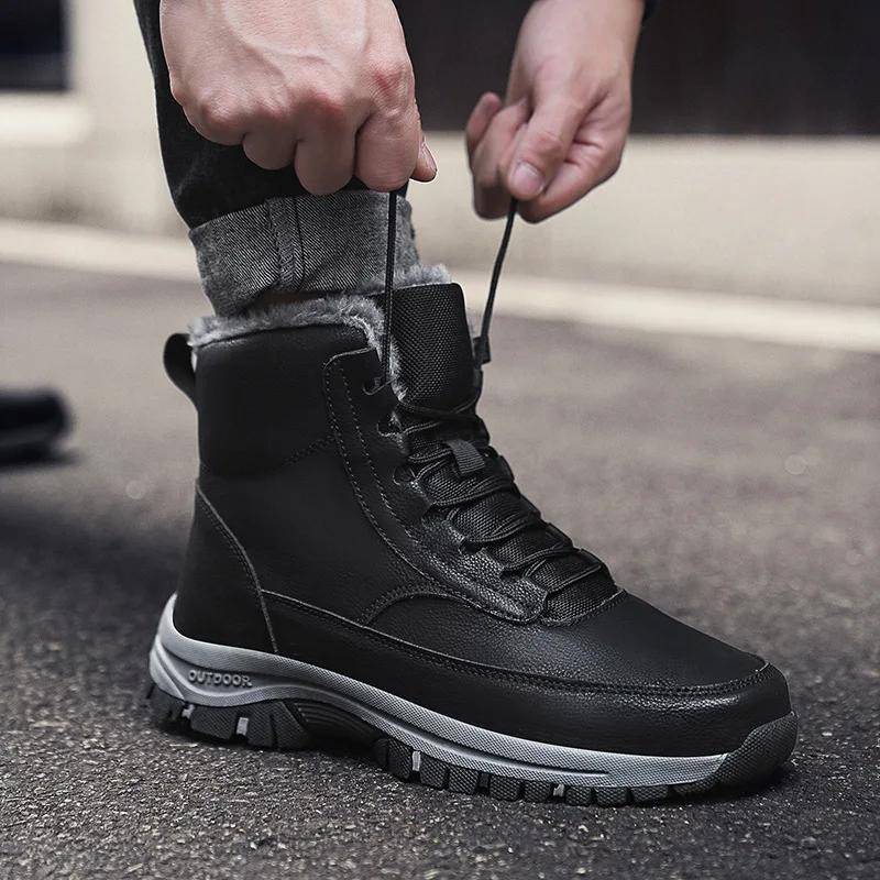 Snow Boots Men Lace Up Mens Shoes Breathable Winter Boots For Men Casual Men Shoe Waterproof Ankle Boots Footwear Work Shoes