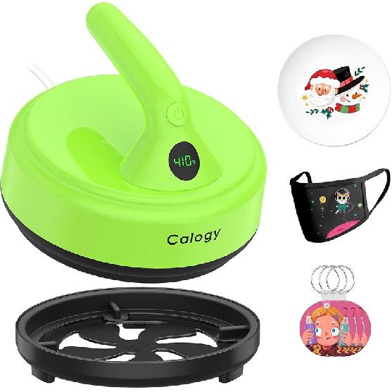 Мини-термопресс Calogy, термопресс-машина диаметром 5 дюймов для футболок, портативный, 4 уровня температуры, макс. 410℉, маленький утюг для поделок, подстаканников, сумок, зелёный