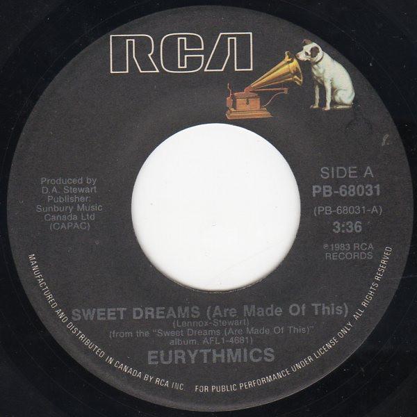 

7inch Record EURYTHMICS - Sweet Dreams (Are Made Of This) PB68031 RCA 1983 Canada Pop Used