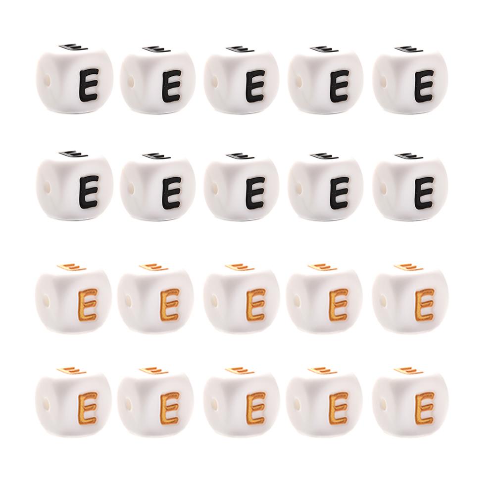 10Pcs 12mm Silicone Beads Letters Golden Black English Alphabet Letter Bead Bpa Free Material for Diy Chew Necklace Teether Toys
