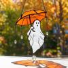 Acrylic Hanging Ghost Ornament with Umbrella Design Halloween Decoration Indoor Outdoor Hanging Pendant for Seasonal Home Decor