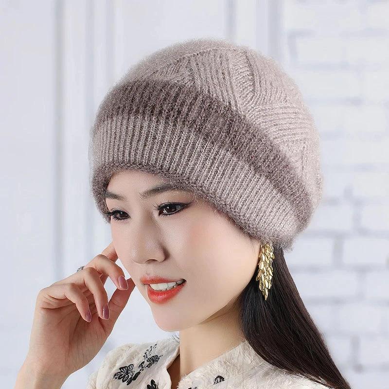 Women S Double Layer Slouchy Knit Hat Korean Style Warm Winter Hat