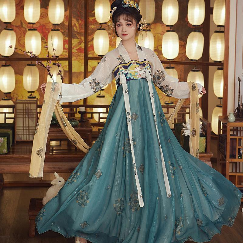 Nová dámska sukňa Hanfu Dunhuang Chang'e princezná v štýle Tang v štýle hrudníka Ru Slimming Festival Kostýmový kostým