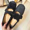 Autumn New Inner Height Increase Retro Camellia Babu Shoes Outer Wear Cross Belt Sweet Round Head Mary Jane Single Shoes