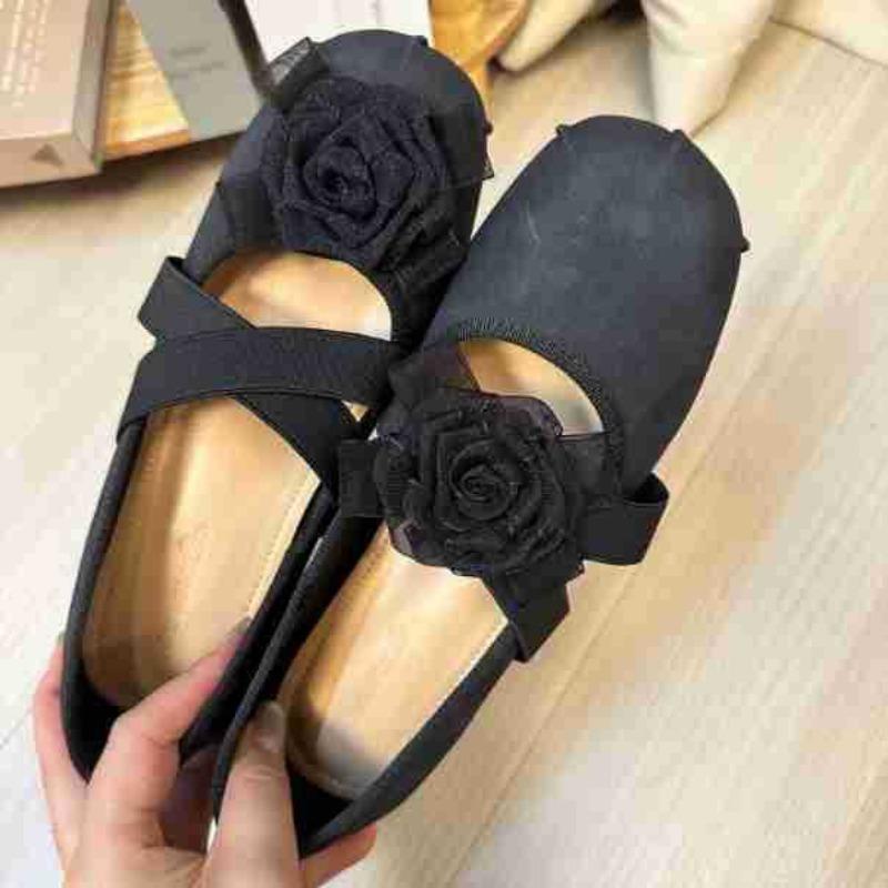 Autumn New Inner Height Increase Retro Camellia Babu Shoes Outer Wear Cross Belt Sweet Round Head Mary Jane Single Shoes
