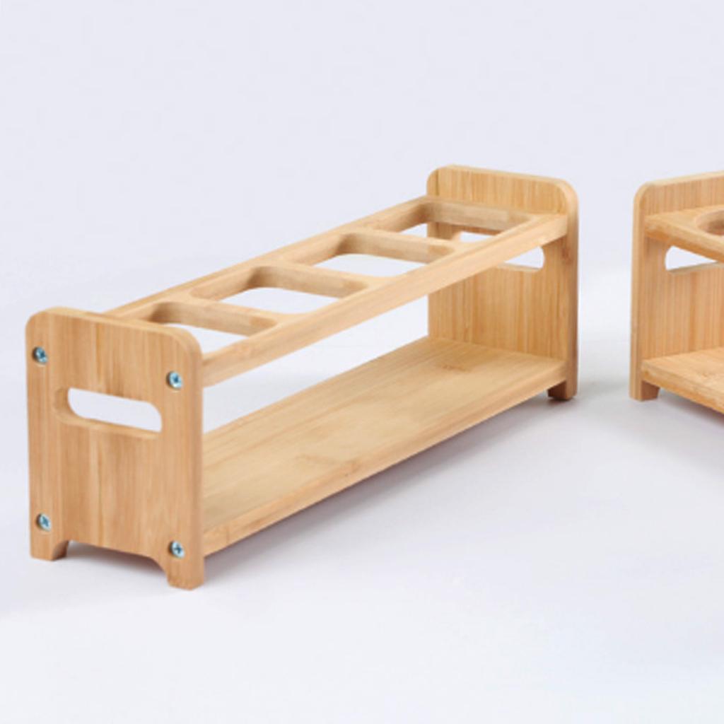 Seasoning Storage Stand Bamboo Wood 4 Holes Multifunctional Anti Slip Space Saving Oil Bottle Rack Kitchen Supplies