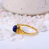Lapis Lazuli Gold Plated Dainty Ring | Minimalist Brass Gemstone Jewelry | Small Wisdom Stone Gift for Her