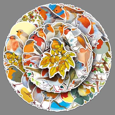 50 Robin Doodle Stickers Personality Cartoon Cute Birds and Animals Decorative Mobile Phone Case Water Cup Stickers