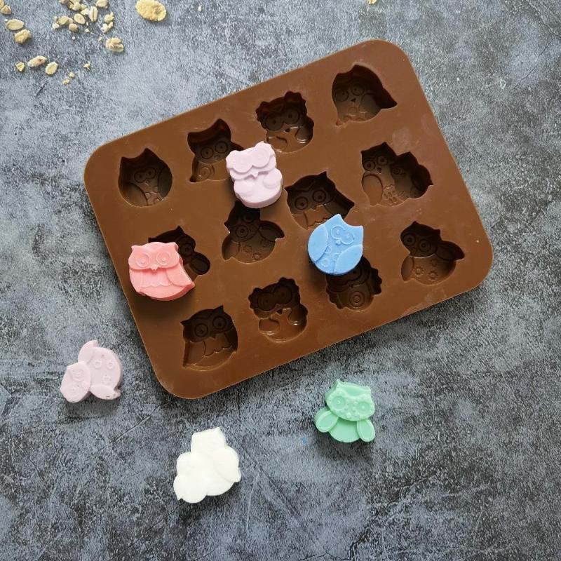 1/2Pcs Economic Silicone 12-Owl Cake Mould for Decorating Candy Cookies Chocolate Soap Baking.