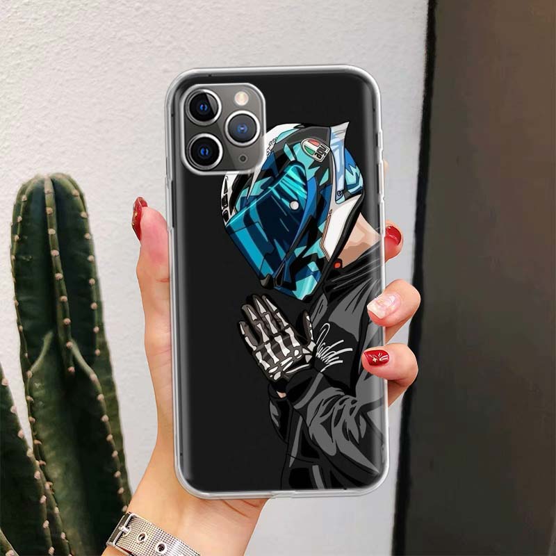 

Motorcycle Rider Helmet For iPhone 17 Air 16 15 14 Plus 13 Mini 12 11 Pro Max Phone Case 16E 7 Print 8 SE Fundas Cover Soft Coqu iPhone 16 Pro