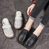 2025 summer new hole sandals first layer cowhide retro style soft sole comfortable middle-aged and elderly mother shoes half slippers