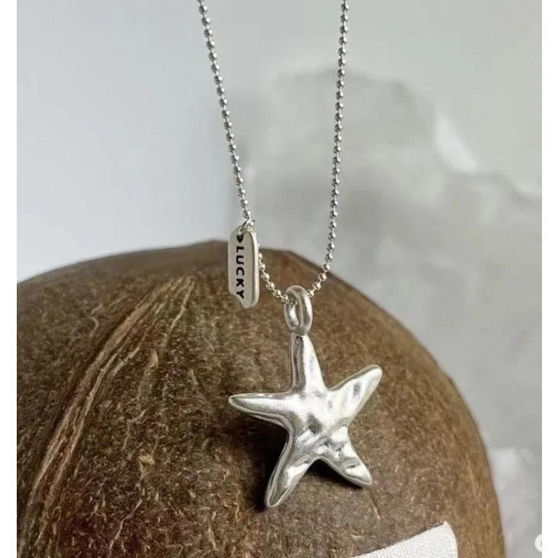925 Silver Necklace Cute Five Pointed Star Smile Dimple Pendant for Women Girl Jewelry Gift