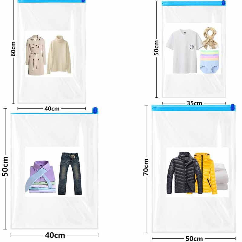 6PC Roll-Up Compression Vacuum Storage Bags Foldable Travel Space Saver Bags Plastic Compressed Home Clothes Storage Bags