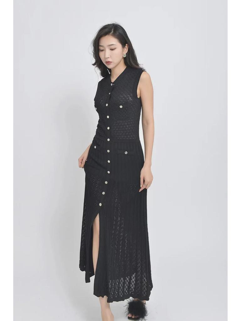 2025 Summer French Chic Sleeveless Knitted Midi Dress