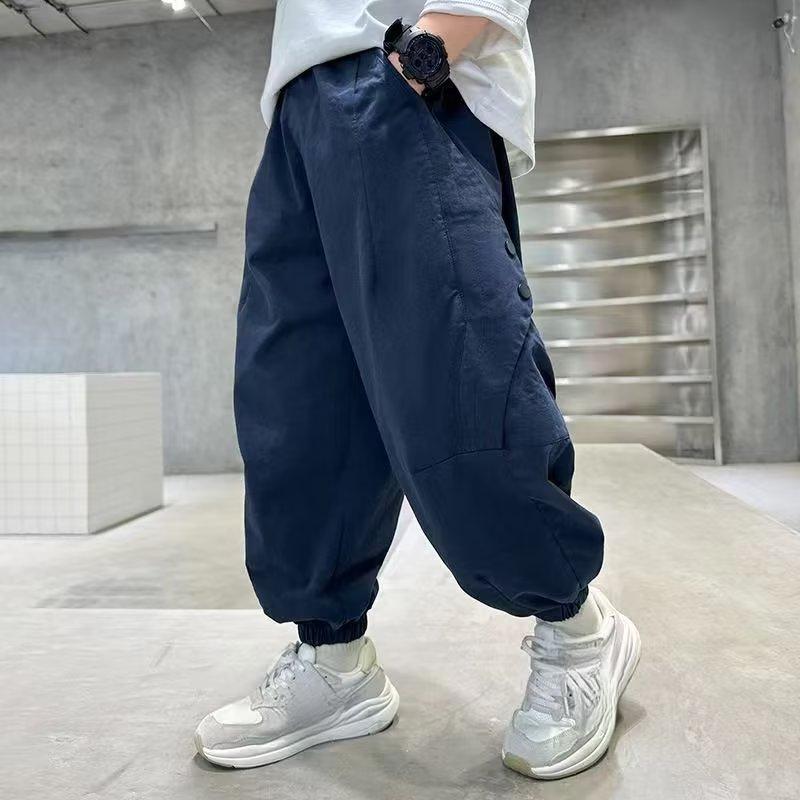Spring Autumn Boys Casual Drawstring Leg Casual Loose Work Outdoor Pants 170