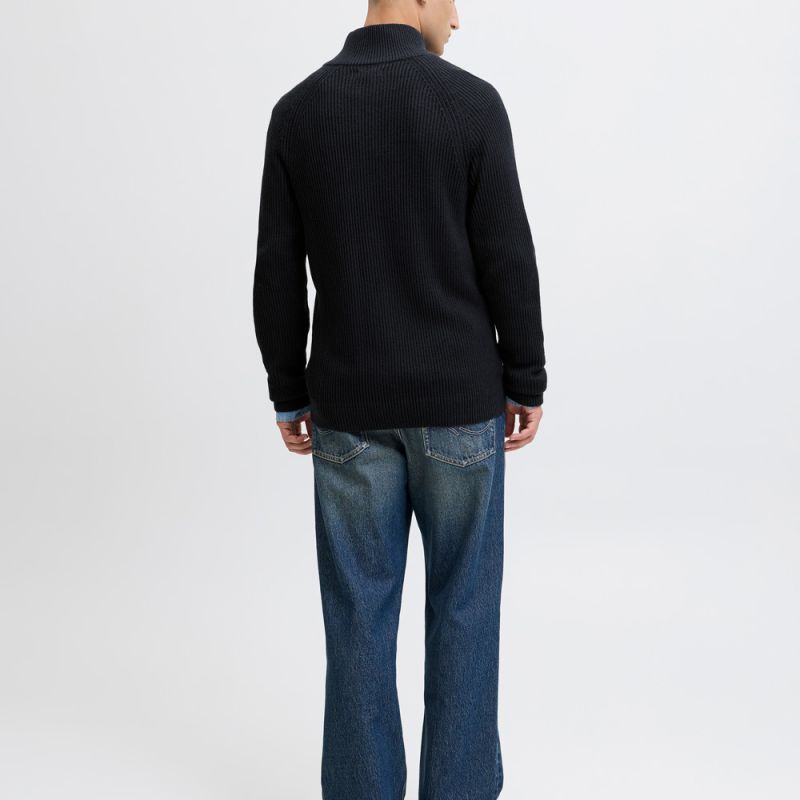 Gilet zippé en maille tricoté avec col cheminée Homme JACK & JONES