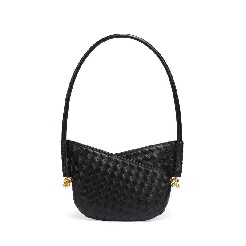 

Плетеная сумка Женская вместительная сумка-тоут с текстурой мягкой кожи Модная дорожная сумка через плечо Модная сумка-багет Макарон