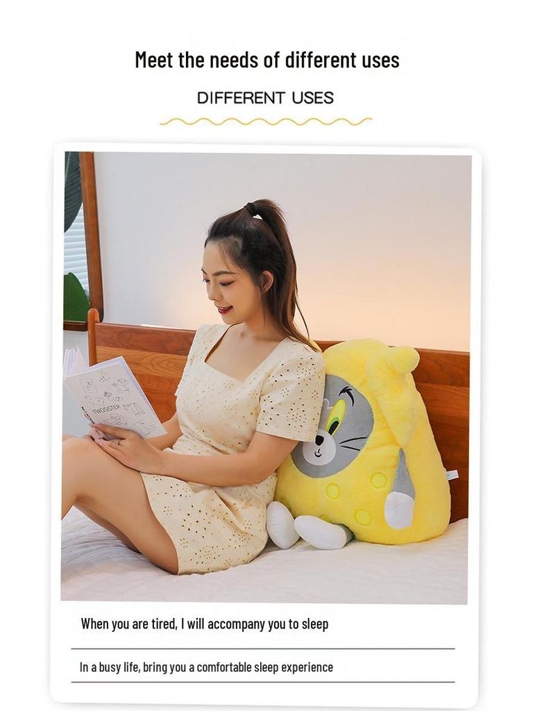 Cheese Cat and Mouse Plush Pillow: Adorable Cartoon Doll Gift for Kids' Birthdays