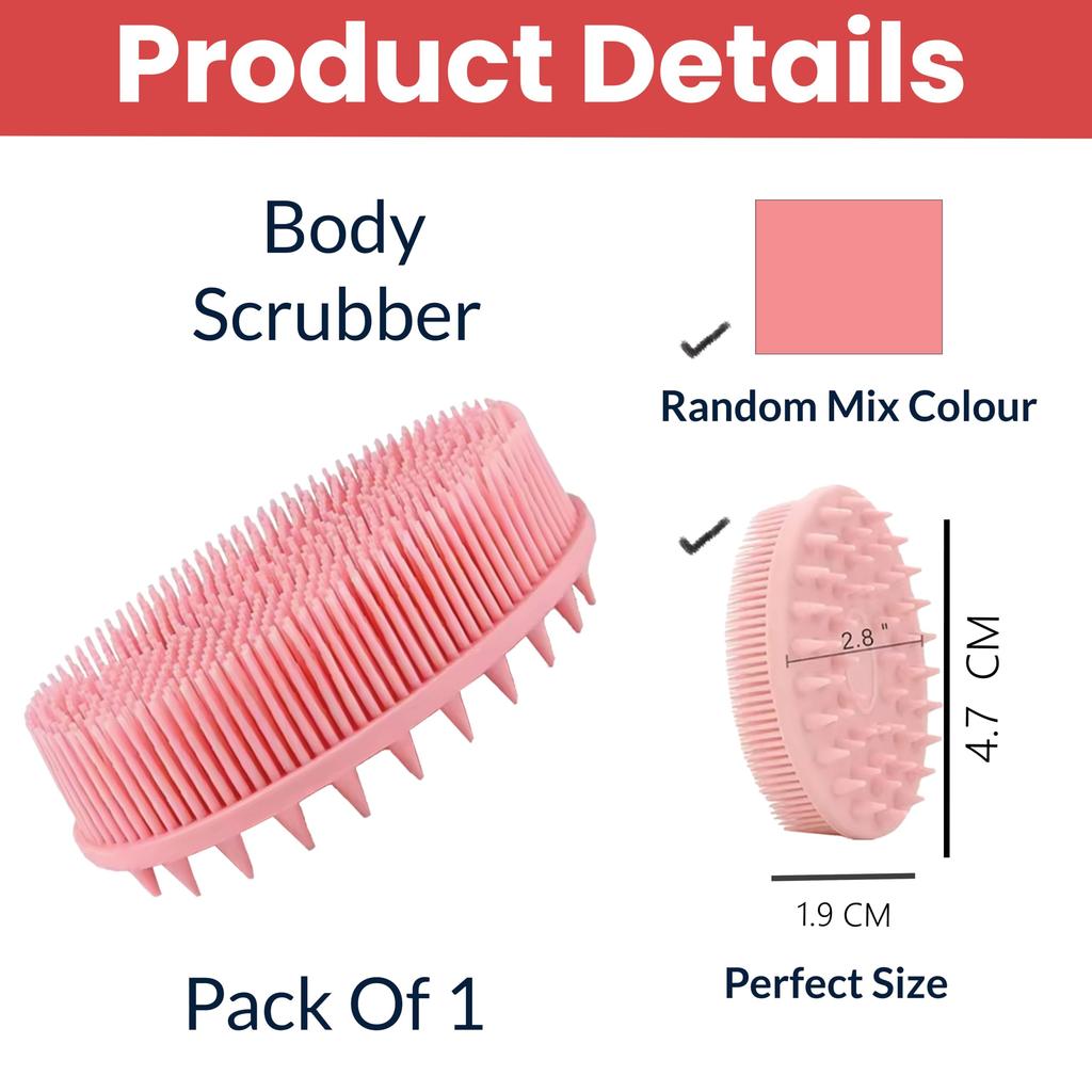TEMPERIA (1 Pcs) Silicone Body Scrubber for Bathing - Exfoliator Bath Brush for Face & Body Wash - For Nourishing Cleaning & Exfoliating Skin - Lat