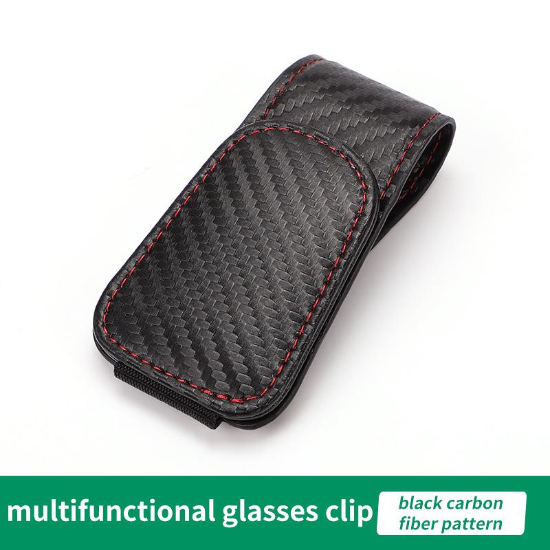 Leather Car Sun Visor Sunglasses & Card Holder with Coin Clip