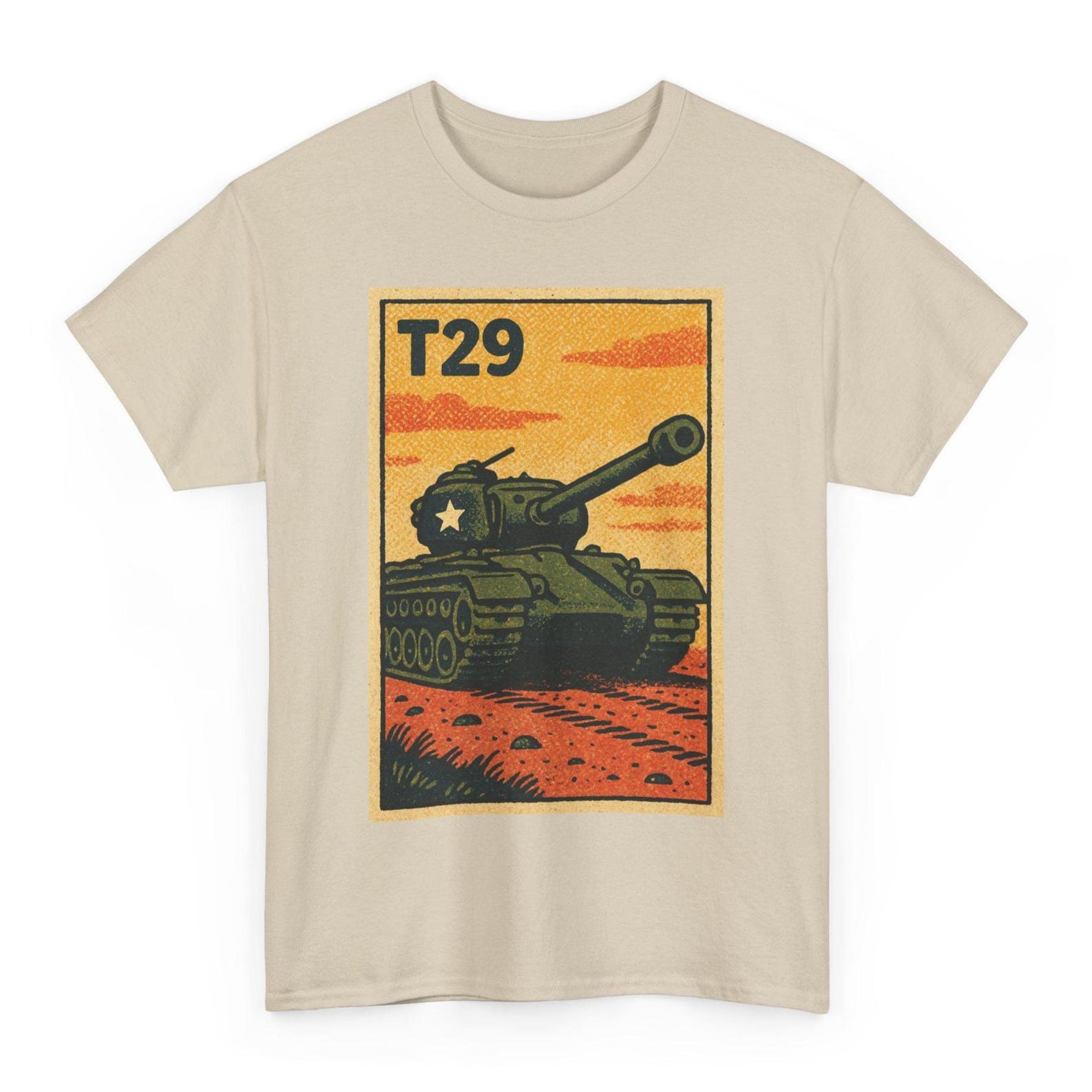 T29 Tank T-Shirt: Retro Comic Style WWII Heavy Tank Tee XL