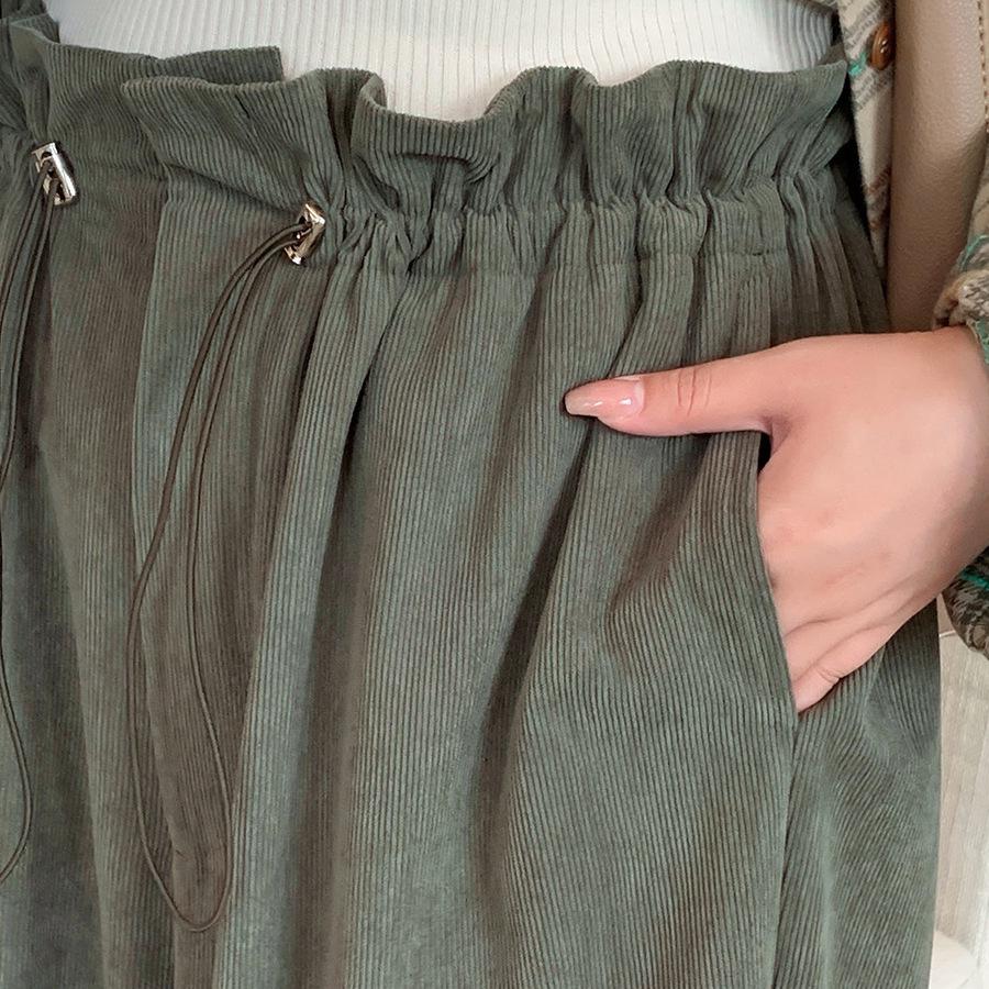 XHK2553 Large Winter Maillard Style Corduroy Pants - Elastic Waist, Retro, Plus Size