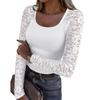 Women's Fashion Solid-Colour Casual Loose-Fit Lace Top: Flattering, Slimming And Figure-Hugging