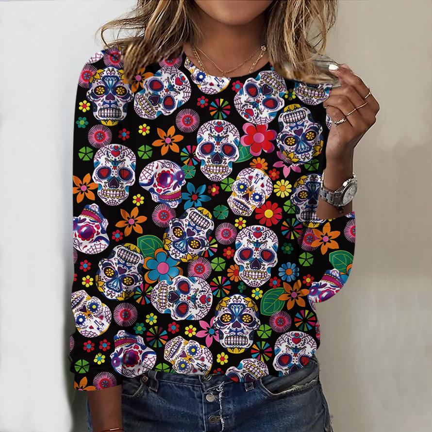 

Женские осенние топы, свободная футболка с принтом кота, повседневная футболка с длинным рукавом, верхняя блузка S разноцветный