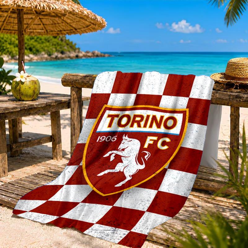 Asciugamano da Spiaggia con Stemma Torino Fc, Asciugatura Rapida, Facile da Curare, Adatto sia per il Fitness che per le Vacanze al Mare, Essenziale per lo Sport