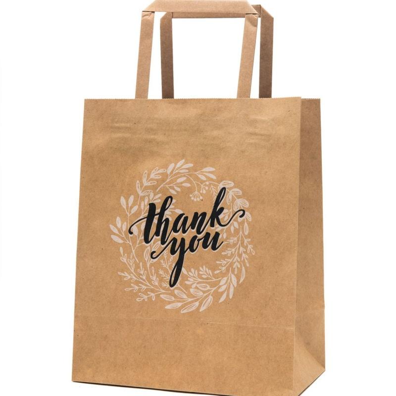 

12pcs Kraft Paper Thank You Gift Bags with Handles 12pcs Wholesale Packaging for Bakery Party and Retail 12pcs&22x25.5x12cm