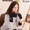 Girls Coral Velvet Flip Cover Half Finger Winter Hand Warmer Mittens Clamshell Gloves Flip Half