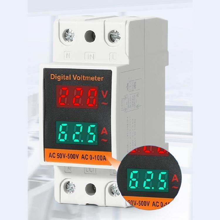 Rail Mount Voltages & Current Meter with High Brightness LED Power Consumption Analyzers Device for Clear Readings