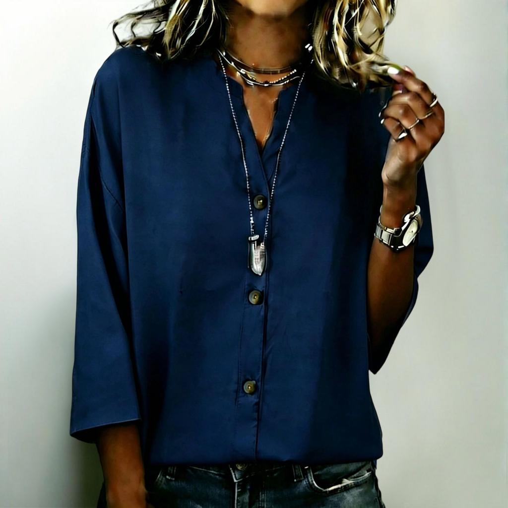 Women's Fashion New Summer Button Loose Shirt Women's Casual Versatile T-Shirt Top