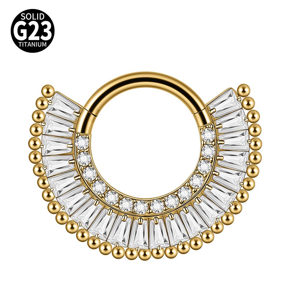 1pc G23 Titanium Split Ring with Multi Slanted Marquise Round White CZ Septum Nose Ring Cartilage Helix Tragus Piercing Jewelry